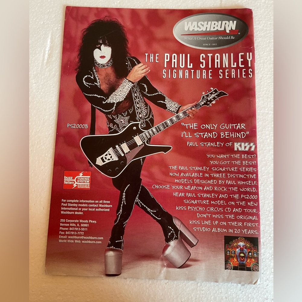 Washburn Paul Stanley Signature Guitar Ad pinup